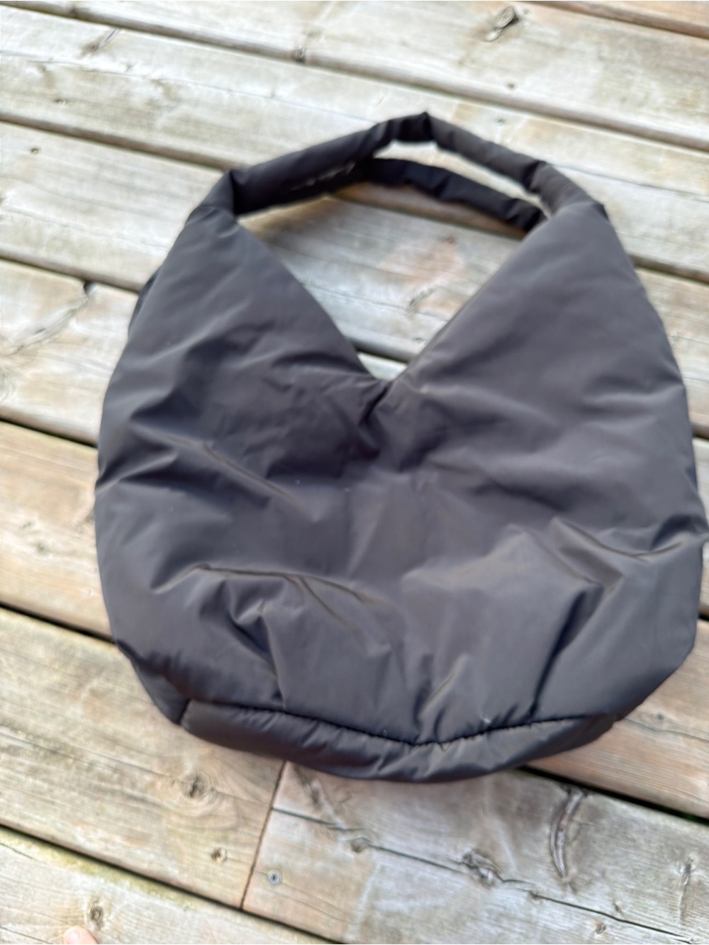 Black Satin Puffy Hobo Bag Soft Cloud Shoulder Bag Minimal Chic